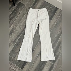 White flare leg jeans
